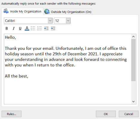Write your automated message