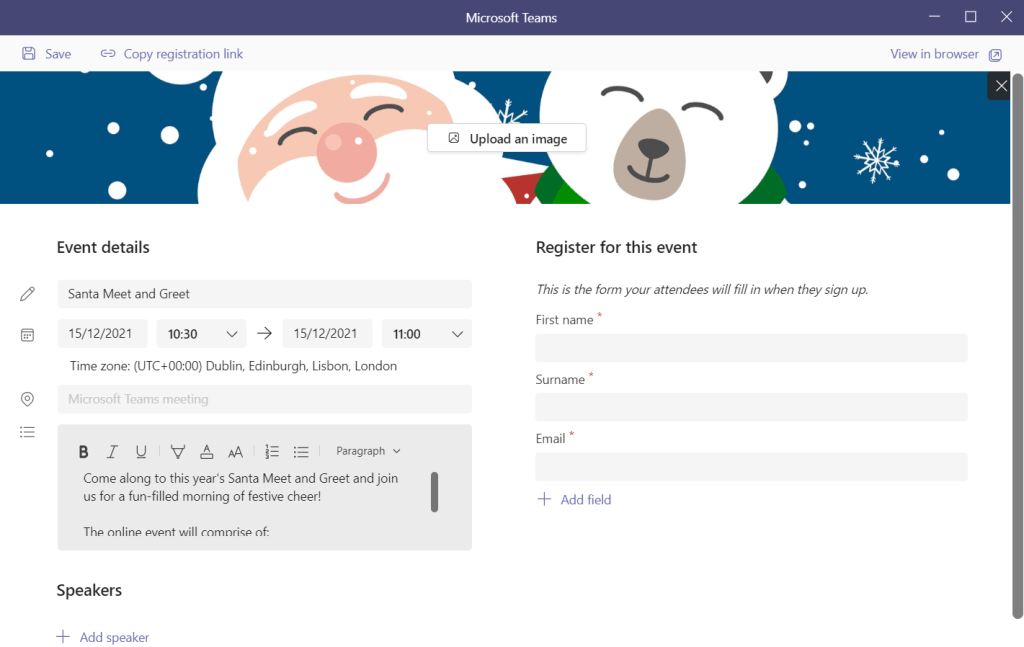 Customise the form however you like and add some festive cheer!