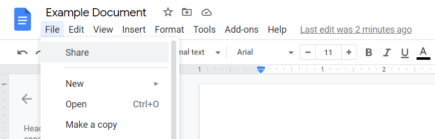 Sharing in Google Docs